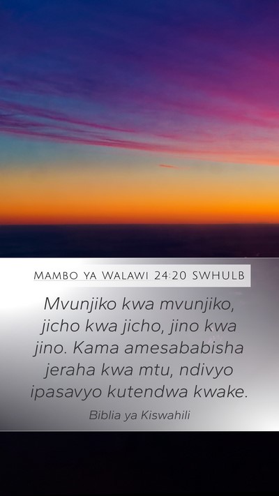 Mambo ya Walawi 24:20 SWHULB Mobile Phone Wallpaper - Mvunjiko kwa mvunjiko, jicho kwa jicho, jino kwa - Mobile Bible Verse Wallpaper