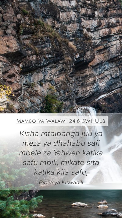Mambo ya Walawi 24:6 SWHULB Mobile Phone Wallpaper - Kisha mtaipanga juu ya meza ya dhahabu safi mbele - Mobile Bible Verse Wallpaper