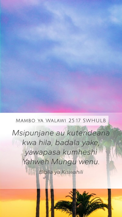 Mambo ya Walawi 25:17 SWHULB Bible Verse Image