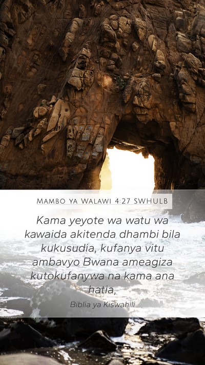 Mambo ya Walawi 4:27 SWHULB Bible Verse Image