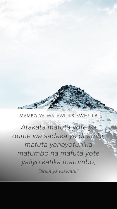 Mambo ya Walawi 4:8 SWHULB Mobile Phone Wallpaper - Atakata mafuta yote ya dume wa sadaka ya dhambi, - Mobile Bible Verse Wallpaper