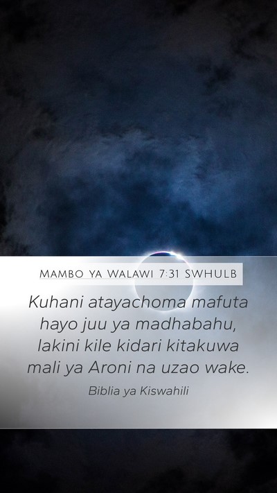 Mambo ya Walawi 7:31 SWHULB Bible Verse Image