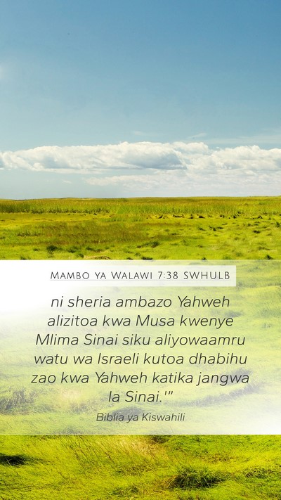 Mambo ya Walawi 7:38 SWHULB Bible Verse Image