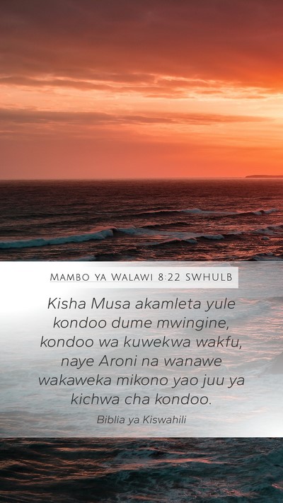 Mambo ya Walawi 8:22 SWHULB Bible Verse Image