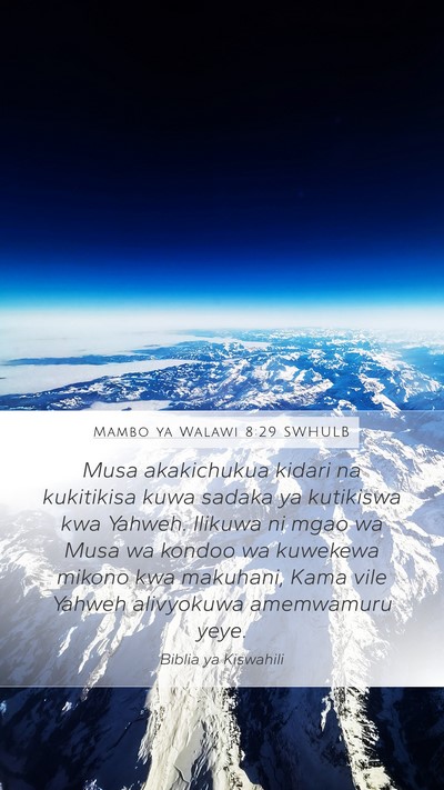 Mambo ya Walawi 8:29 SWHULB Bible Verse Image