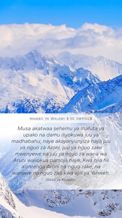 Mambo ya Walawi 8:30 SWHULB Bible Verse Image
