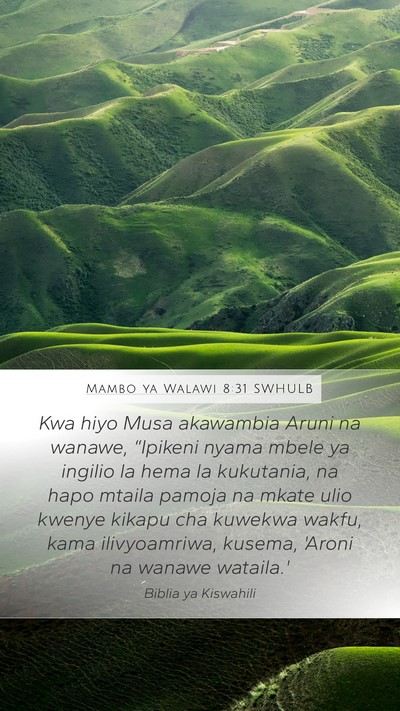 Mambo ya Walawi 8:31 SWHULB Bible Verse Image