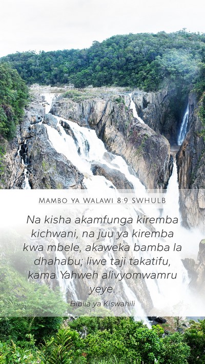 Mambo ya Walawi 8:9 SWHULB Bible Verse Image