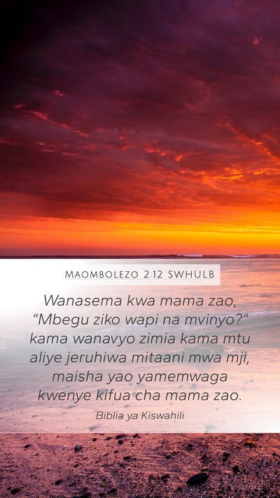 Maombolezo 2:12 SWHULB Bible Verse Image
