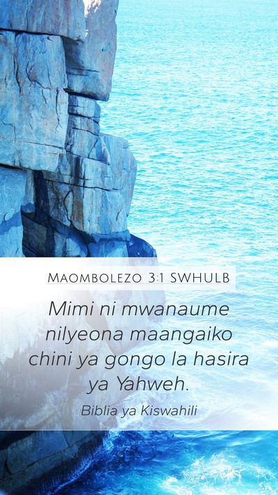 Maombolezo 3:1 SWHULB Bible Verse Image