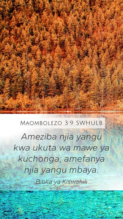 Maombolezo 3:9 SWHULB Mobile Phone Wallpaper - Ameziba njia yangu kwa ukuta wa mawe ya kuchonga; - Mobile Bible Verse Wallpaper