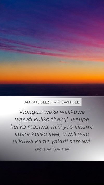 Maombolezo 4:7 SWHULB Bible Verse Image