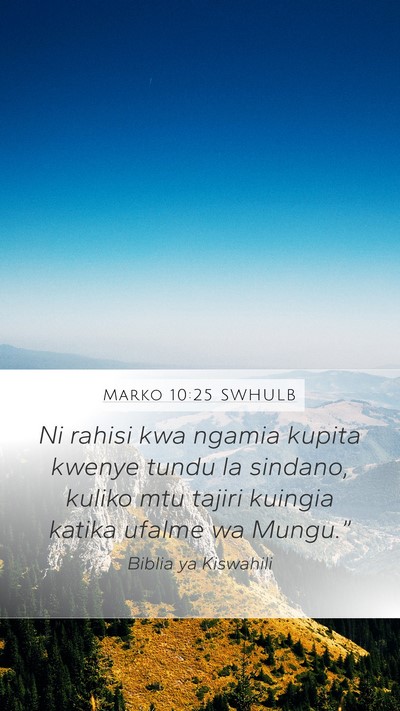 Marko 10:25 SWHULB Mobile Phone Wallpaper - Ni rahisi kwa ngamia kupita kwenye tundu la - Mobile Bible Verse Wallpaper