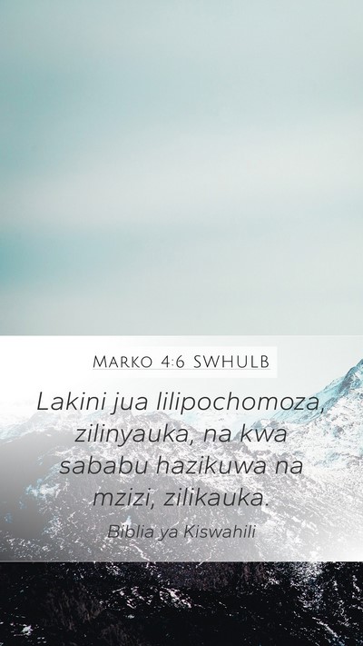 Marko 4:6 SWHULB Mobile Phone Wallpaper - Lakini jua lilipochomoza, zilinyauka, na kwa - Mobile Bible Verse Wallpaper