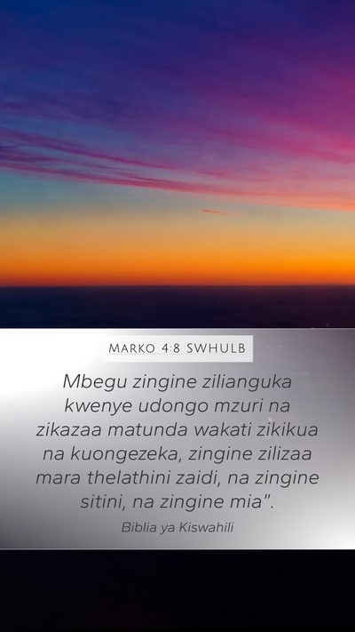 Marko 4:8 SWHULB Mobile Phone Wallpaper - Mbegu zingine zilianguka kwenye udongo mzuri na - Mobile Bible Verse Wallpaper