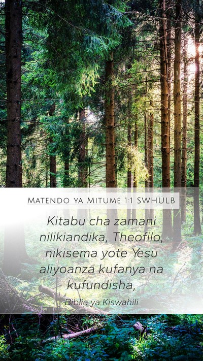 Matendo ya Mitume 1:1 SWHULB Bible Verse Image