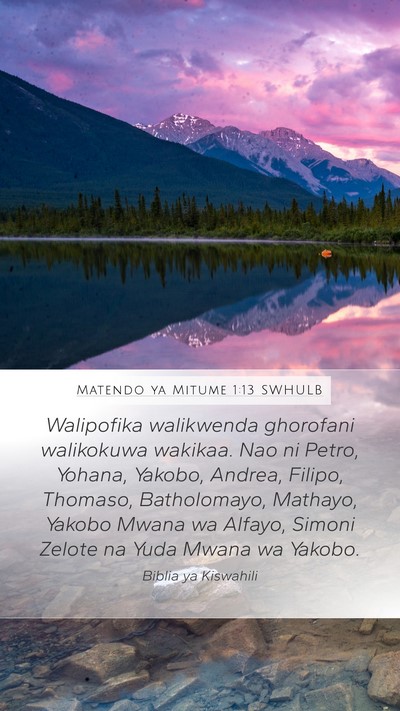 Matendo ya Mitume 1:13 SWHULB Bible Verse Image