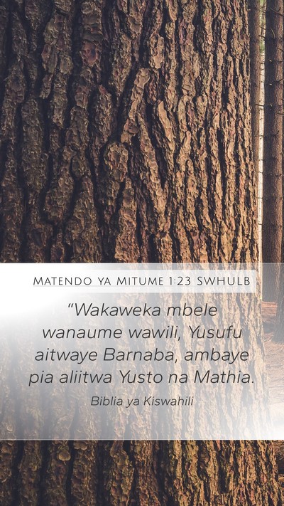Matendo ya Mitume 1:23 SWHULB Bible Verse Image