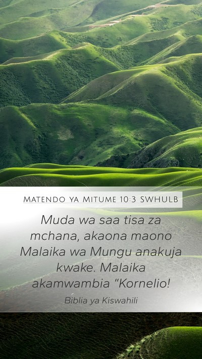 Matendo ya Mitume 10:3 SWHULB Bible Verse Image