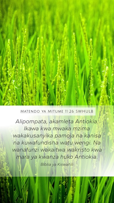 Matendo ya Mitume 11:26 SWHULB Bible Verse Image