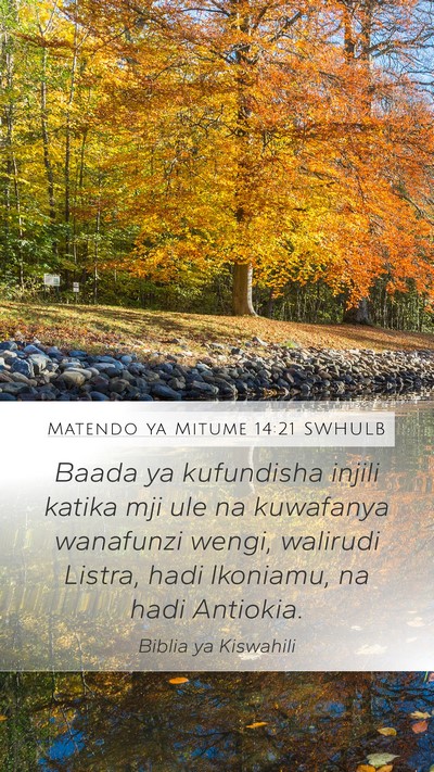 Matendo ya Mitume 14:21 SWHULB Bible Verse Image