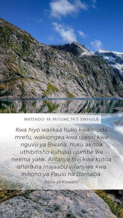 Matendo ya Mitume 14:3 SWHULB Bible Verse Image