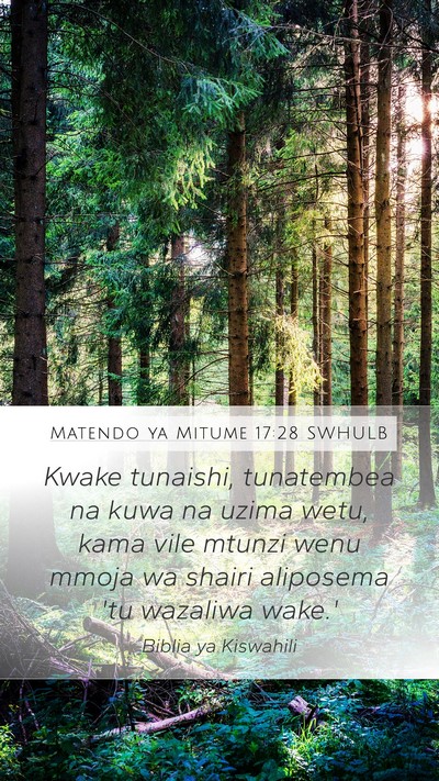 Matendo ya Mitume 17:28 SWHULB Bible Verse Image