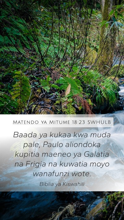 Matendo ya Mitume 18:23 SWHULB Bible Verse Image