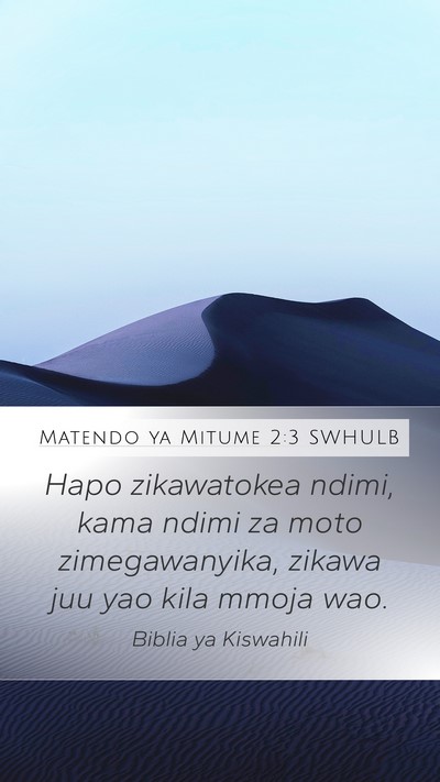 Matendo ya Mitume 2:3 SWHULB Mobile Phone Wallpaper - Hapo zikawatokea ndimi, kama ndimi za moto - Mobile Bible Verse Wallpaper
