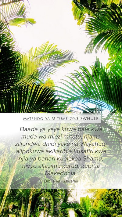 Matendo ya Mitume 20:3 SWHULB Bible Verse Image