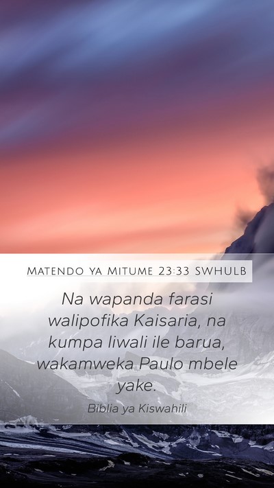 Matendo ya Mitume 23:33 SWHULB Bible Verse Image