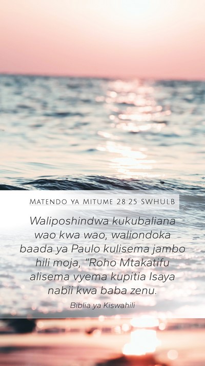 Matendo ya Mitume 28:25 SWHULB Bible Verse Image