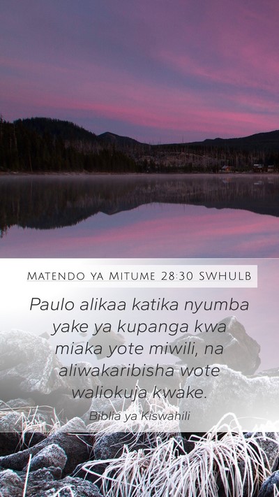 Matendo ya Mitume 28:30 SWHULB Bible Verse Image