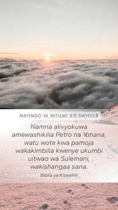 Matendo ya Mitume 3:11 SWHULB Bible Verse Image