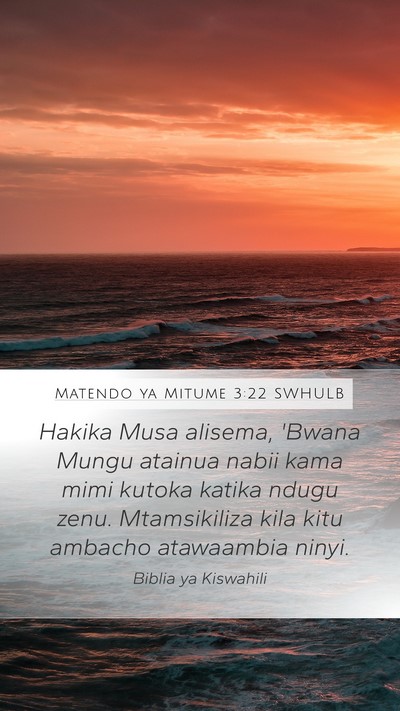 Matendo ya Mitume 3:22 SWHULB Bible Verse Image