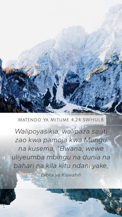 Matendo ya Mitume 4:24 SWHULB Bible Verse Image