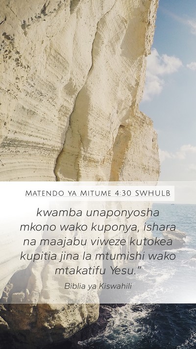 Matendo ya Mitume 4:30 SWHULB Bible Verse Image