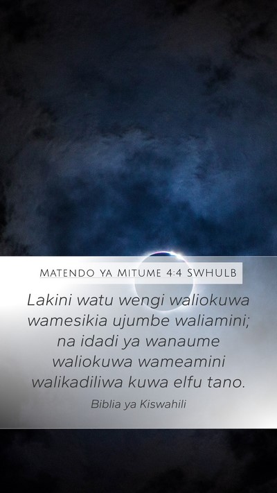 Matendo ya Mitume 4:4 SWHULB Bible Verse Image