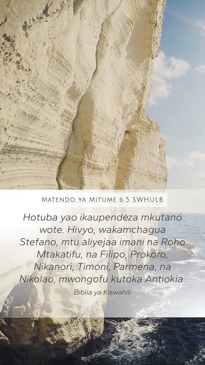 Matendo ya Mitume 6:5 SWHULB Bible Verse Image