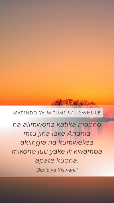 Matendo ya Mitume 9:12 SWHULB Mobile Phone Wallpaper - na alimwona katika maono mtu jina lake Anania - Mobile Bible Verse Wallpaper