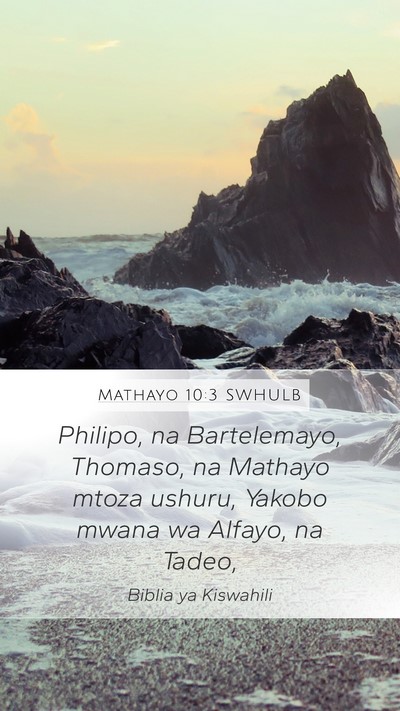Mathayo 10:3 SWHULB Bible Verse Image