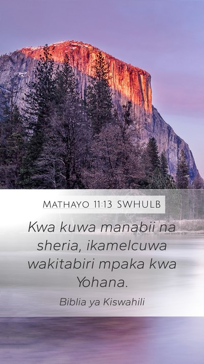 Mathayo 11:13 SWHULB Mobile Phone Wallpaper - Kwa kuwa manabii na sheria, ikamelcuwa wakitabiri - Mobile Bible Verse Wallpaper