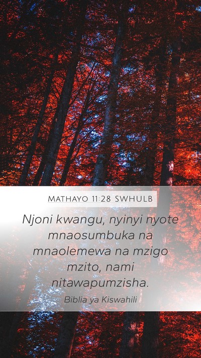 Mathayo 11:28 SWHULB Bible Verse Image