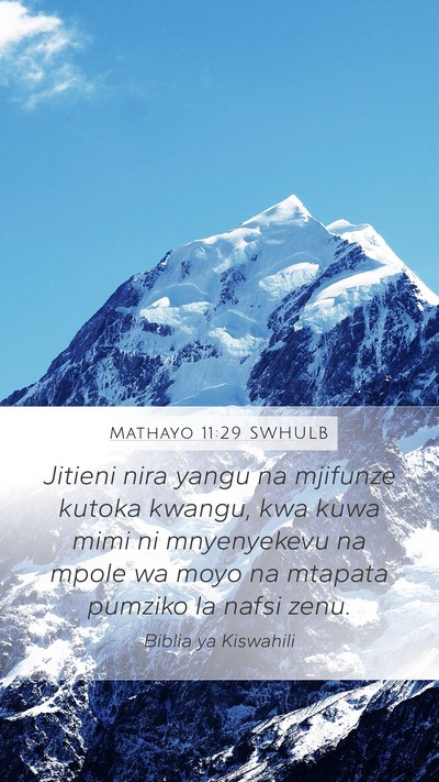 Mathayo 11:29 SWHULB Bible Verse Image
