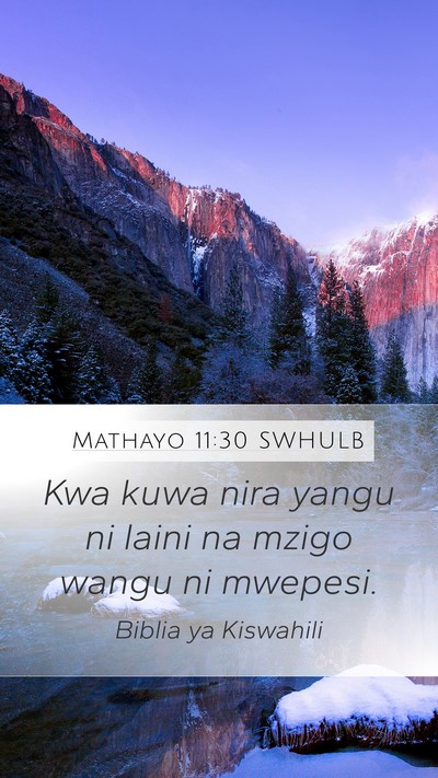 Mathayo 11:30 SWHULB Bible Verse Image