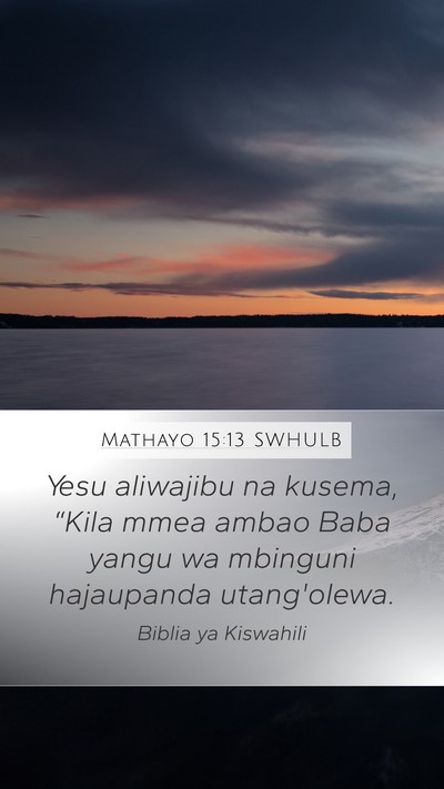 Mathayo 15:13 SWHULB Bible Verse Image