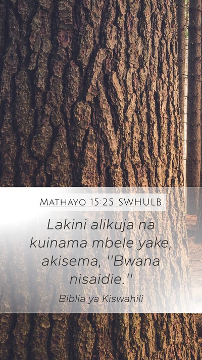Mathayo 15:25 SWHULB Mobile Phone Wallpaper - Lakini alikuja na kuinama mbele yake, akisema, - Mobile Bible Verse Wallpaper