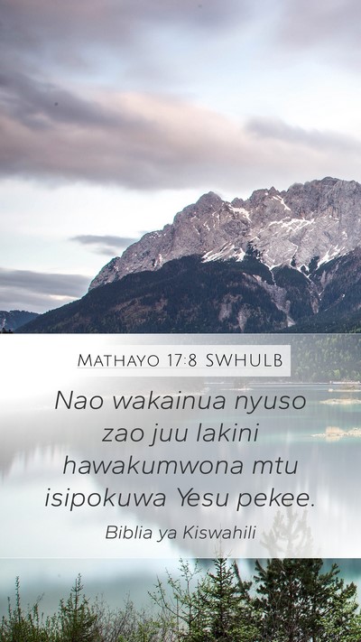 Mathayo 17:8 SWHULB Mobile Phone Wallpaper - Nao wakainua nyuso zao juu lakini hawakumwona mtu - Mobile Bible Verse Wallpaper
