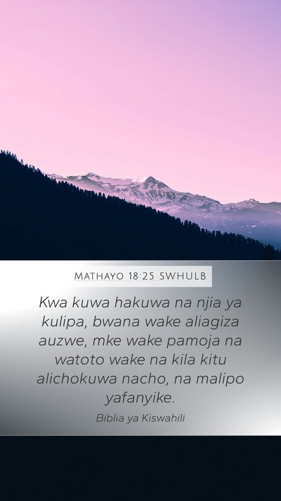 Mathayo 18:25 SWHULB Bible Verse Image