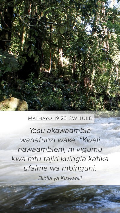 Mathayo 19:23 SWHULB Bible Verse Image